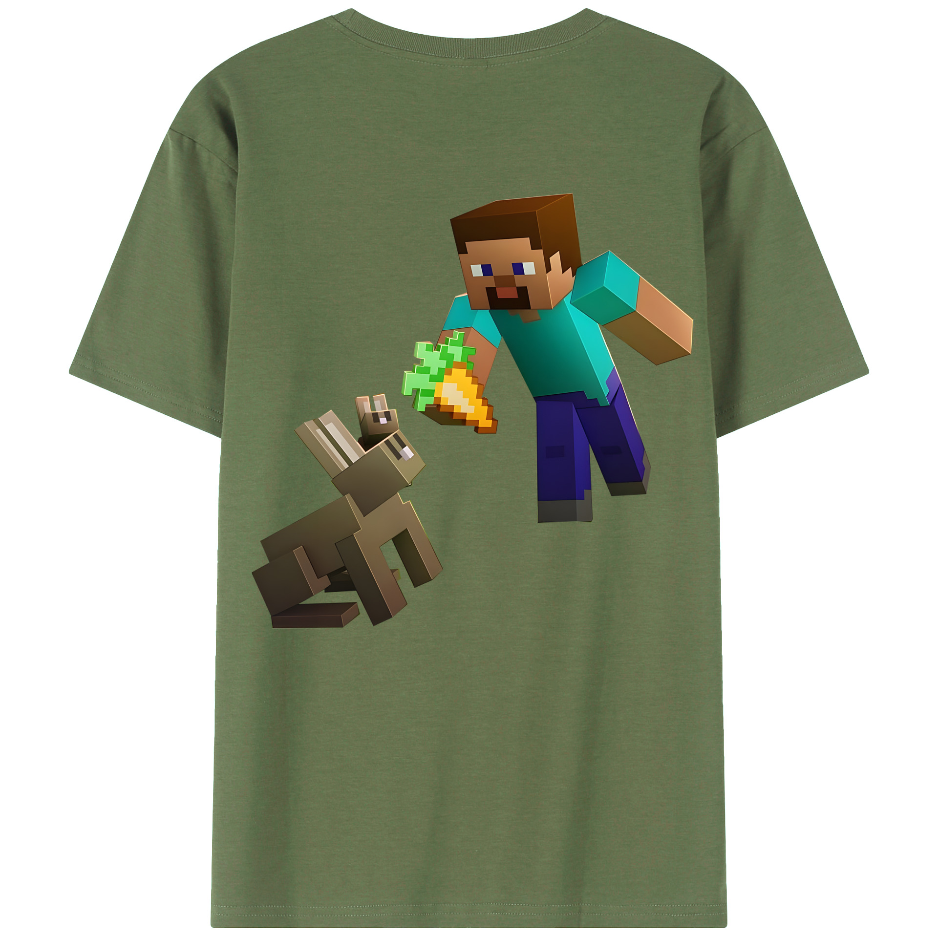 （画像用） マインクラフト ブロックの世界 Minecraft MC Block world 綿100％ メンズ半袖Tシャツ（バックプリント） 通気性